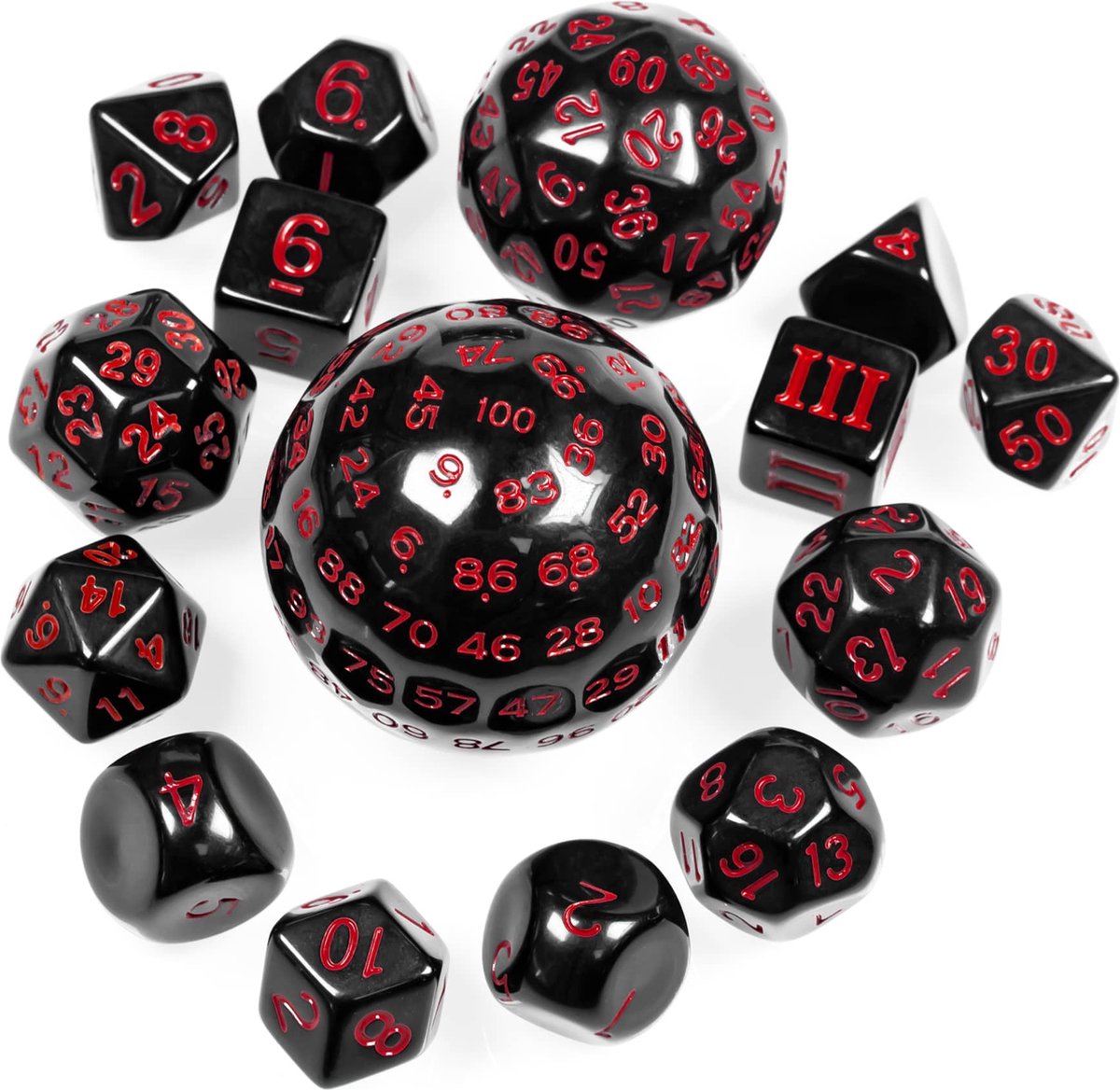 Genvi 15-delige Dobbelstenen Set | Rood | Dice set voor D&D | Unieke dice set